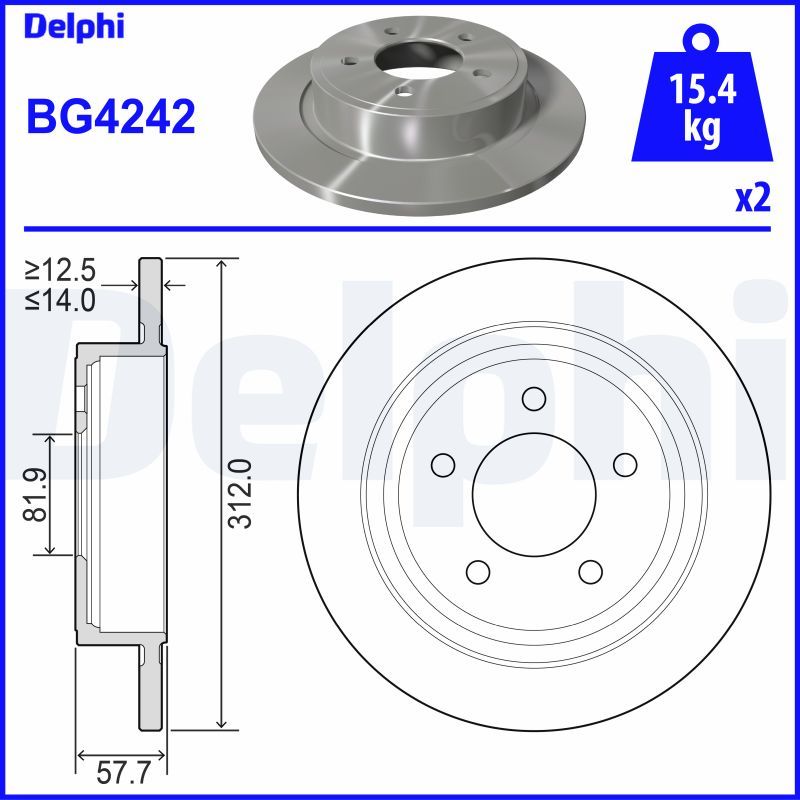 BG4242 Delphi Тормозной диск для Chrysler Pacifica