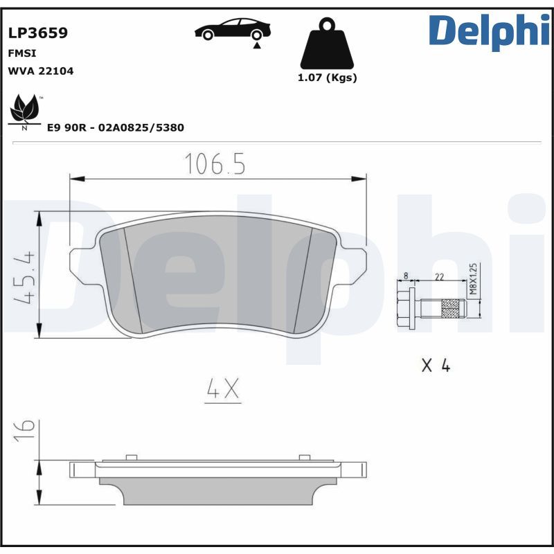 lp3659 Delphi Тормозные колодки