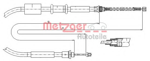 1281P1 Metzger Трос ручного гальма для Fiat Punto