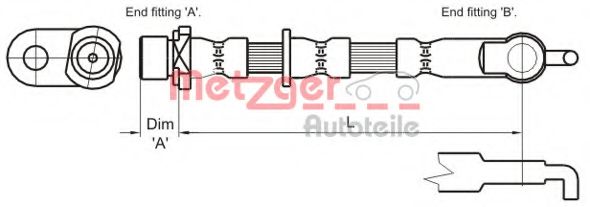 4110007 Metzger Гальмівний шланг для Toyota Yaris