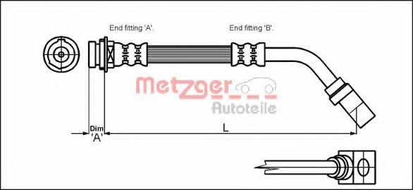 4114751 Metzger Гальмівний шланг для Opel Sintra
