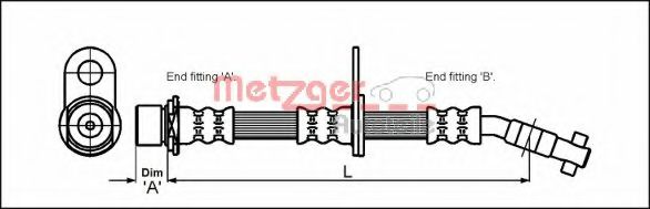 4112167 Metzger Гальмівний шланг для Toyota Avensis