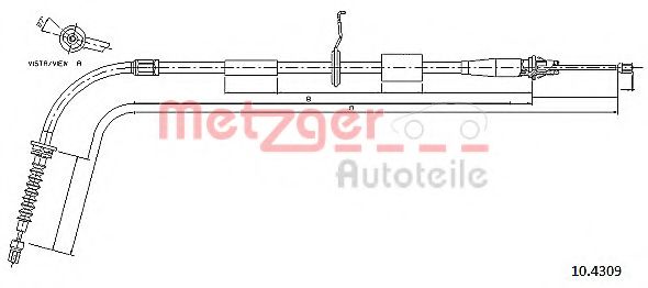 10.4309 Metzger Трос ручного гальма